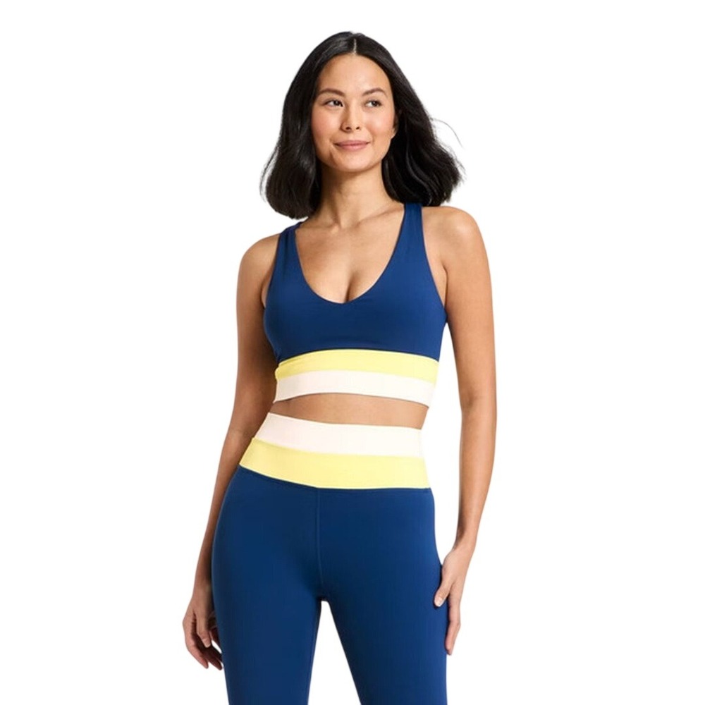 JoyLab Women's Blue Colorblock Longline Racerback Tank Top Sports Bra Size XXS